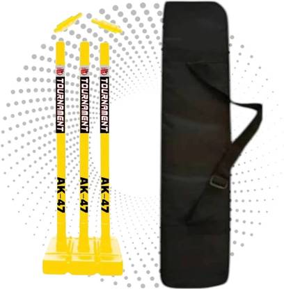 fizo PVC / Plastic AK-47 Tournament Wickets Full Stumps Set Yellow Cricket Stumps