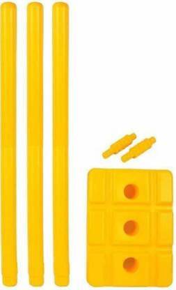 morikus Plastic PVC Cricket Wicket Set - 3 Piece Wickets, 1 Base, 2 Bails