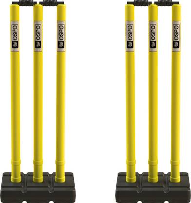OSPO SPORTS Plastic Stump Set (Set of 2) - 6 Stumps, 2 Base and 2 Bails