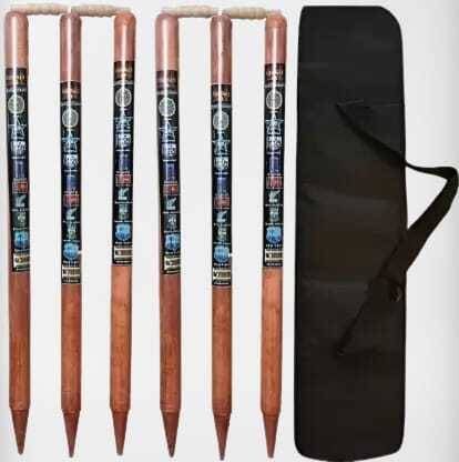 UTE SPORTS 6 Wooden Stumps & 4 Bails (2 Wicket Set) CRICKET WOODEN STUMPS SET