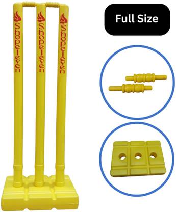 GJSHOP Plastic Cricket Stumps Set, 3 Stumps 2 Bails 1 Stand, Wickets for Cricket Ground