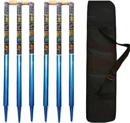 fizo Wooden Wickets For Cricket Set of 6 Stumps 4 Bails and Bag Cover Cricket Stumps