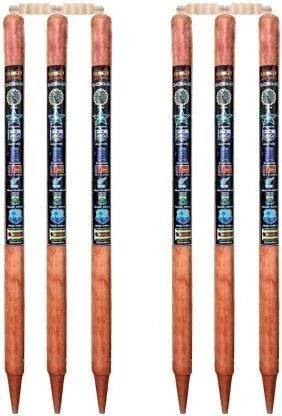Fit World 6 Wooden Stumps & 4 Bails (2 Wicket Set) CRICKET WOODEN STUMPS SET