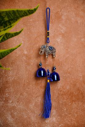 Shrey Shiv Collections Evil Eye Windchime with Elephant Design, Nazar Battu Steel Windchime