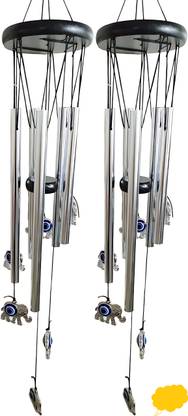 BZILO Pack Of 2 Evil Eye WindChime for Home and Garden Decoration Design May vary D65 Polyresin Windchime
