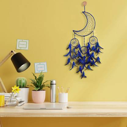 DULI Dream catcher Windchime Wall Hanging Moon Dreamcatcher for Café Party Décoration Feather Dream Catcher