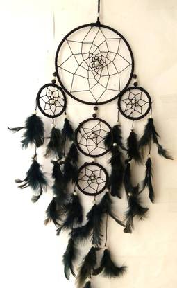 Varanasi Enterprises Dream Catcher Wall Hanging Soft Black Color Dream Catcher for Attractive Dream (6 inch ring) Wool Dream Catcher