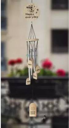RATI HANDICRAFTS Wood 4 Pipe Wind Chimes for Positive Energy for Balcony Bedroom with Great Sound Aluminium Windchime