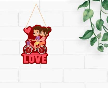 khushbu handicrafts Wooden digsen Couple love hanging windchimes for home decor ,room decor Wood Windchime