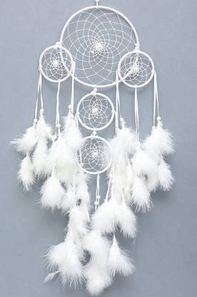 DHRUVTAR STORE Dhruvtar Dream Catcher DT01 Nylon, Wood, Feather, Wool Windchime