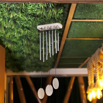 sculpmart Wind Chime 12 Metal Pipes For Home & Balcony With 3Wood Pendulam For Melody Tune Wood Windchime