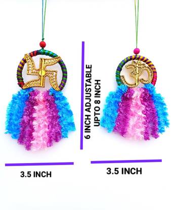 Adhyans Mini Om,Swastik sign Dream catcher for Road safety,trap bad dream,negative Vibes Feather Dream Catcher