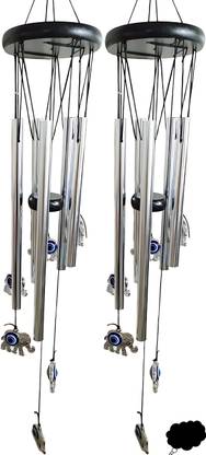 BZILO Pack Of 2 Evil Eye WindChime for Home and Garden Decoration Design May vary D7 Polyresin Windchime