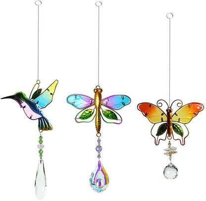 BNF Crystals Rainbow Maker Prism Suncatcher Hanging Wind Chime 3 in 1 Glass Windchime