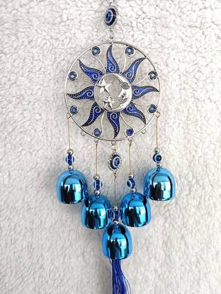 Mooz Half Moon Star Evil Eye Wind Chimes For Home Copper Windchime