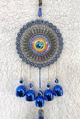 Mooz Round Om Evil Eye Wind Chime For Home Copper Windchime