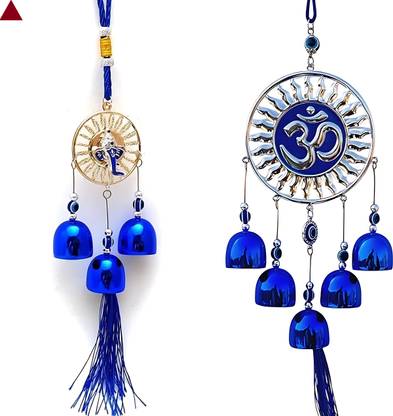 BZILO Combo Ganesh Ji And Om Evil Eye Windchime Hanging for Home Design May Vary P11 Polyresin Windchime