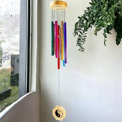 Ryme Multi Color 5 Pipe Windchime for Positive Energy, Good Luck Brass Windchime