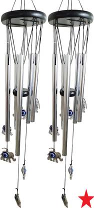BZILO Pack Of 2 Evil Eye WindChime for Home and Garden Decoration Design May vary D91 Polyresin Windchime