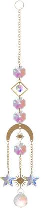BNF Hanging Crystal Prism Decor Ornaments for Windows Sunshine Catching Moon 3 Iron Windchime