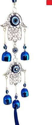 BZILO Evil Eye Metal Hamsa Hand Windchime Decorative for Home Design May vary H70 Polyresin Windchime