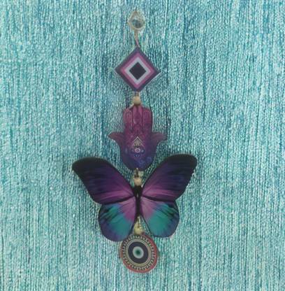 Looy Butterfly Evil Eye Wall Hanging for Home Decor Wood Dream Catcher