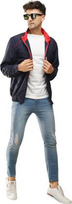 PAANAKIN NAVY RED WINDCHEATER / BIKE JACKET Solid Men Wind Cheater