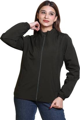 AZF Stylish Zipper Windcheater Jacket Solid Women Wind Cheater