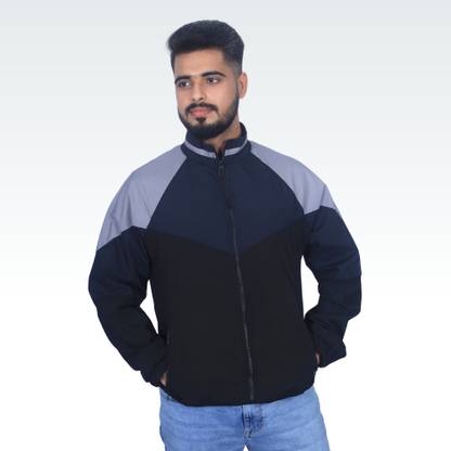 Caraba Jacket for Winter, Lightweight & Regular Fit, Full Sleeves, Stylish Stand Collar Colorblock Men Wind Cheater