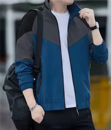 Caraba Jacket for Winter, Lightweight & Regular Fit, Full Sleeves, Stylish Stand Collar Colorblock Men Wind Cheater