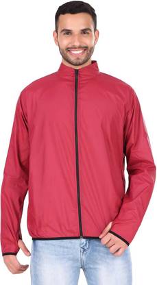 JUST JUNKIES Maroon Windcheater Polyester Lightweight Jacket for Bikers, Cycling, Trekking Solid Men Wind Cheater