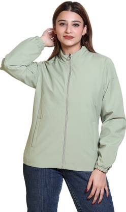 AZF Stylish Zipper Windcheater Jacket Solid Women Wind Cheater