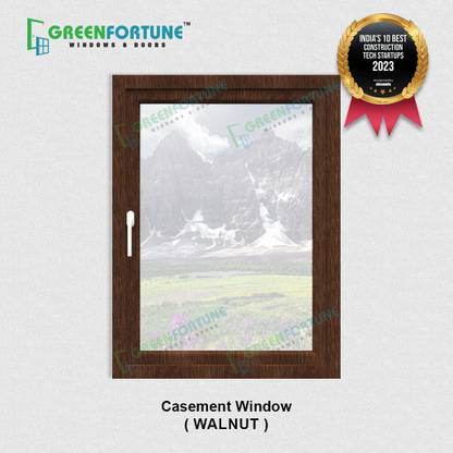 GreenFortune UPVC Casement Window - Walnut Exterior Window Shutter