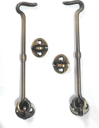DUNOX BRASS WINDOW HOOKS / GATE HOOKS (ROUND HOOK) (5 INCH, ANTIQUE BRASS) Interior Window Shutter