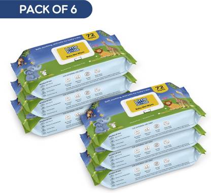 Little Smile Baby Wipes – Soft, Safe & Gentle Care | Pack of 6 | 72 Wipes