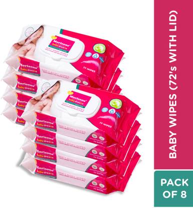 Morisons Baby Dreams Baby Wipes 72's Combo with lid - Pack of 8