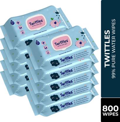 Twittles Soft Baby Cleansing Wipes With Lid, 99% Water & Aloe Vera,Vegan & Safe