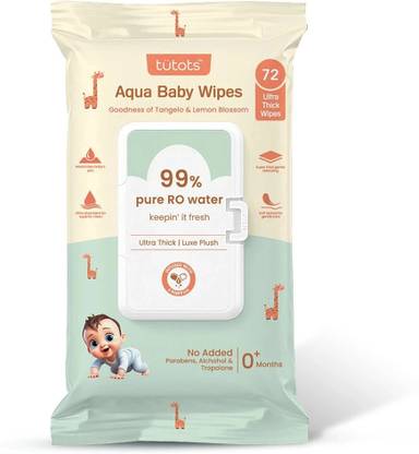 tutots Ultra thick Aqua Baby Wipes with Tangelo and Lemon Blossom