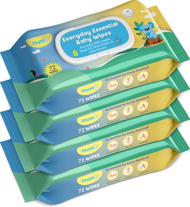 Mumta Soft Cleansing Baby Wipes with Aloe Vera & Vitamin E -72 Counts/Pack (Set of 4)