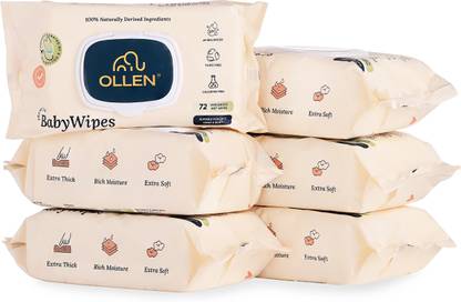 OLLEN Baby Wet Wipes with Aloe Vera Extract (Pack of 6)