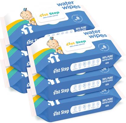 1st Step 99% Pure Water Wipes With Lid, Made With Organic 100% Biodegradable Fabric