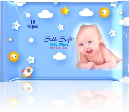 Silk Soft Baby wet wipes 10 pulls without lid PACK OF 8
