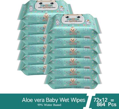 Mamma Love 99% Pure Water Baby Wet Wipes with Lid | Pack of 12 | 72 pcs/pack |