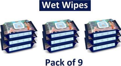 SINAL Pack of 9 Wet Wipes (72 leaf each) With Cap Moisturizing Wipes With Lid WIP12.3