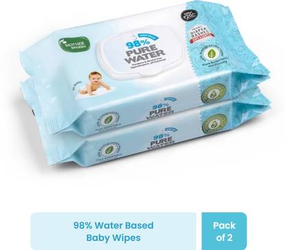 Mother Sparsh 98% Water Based Scented Wipes Plant Derived Fabric 60 Pcs/Pack (Pack of 2)