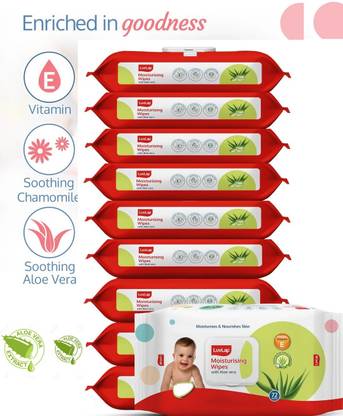 LuvLap Moisturizing Soft Cleansing Baby Wet Wipes with Aloe Vera extract - Pack of 10