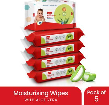 LuvLap Paraben Free wipes for baby with Aloe Vera, Fragrance Free, 72 wipes/pack