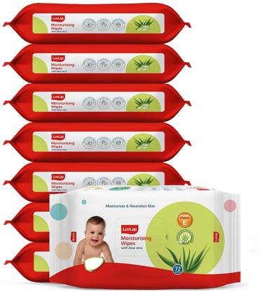 LuvLap Paraben Free wipes for baby with Aloe Vera, Fragrance Free (Pack of 8)