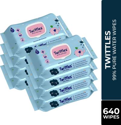 Twittles Soft Baby Cleansing Wipes With Lid, 99% Water & Aloe Vera,Vegan & Safe