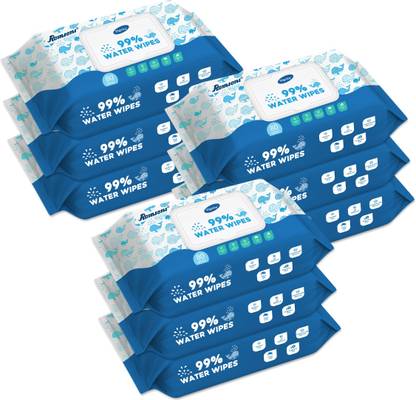DIGNITY 99% Water Wipes Enriched with Aloe Vera and Vitamin E, 150x200 mm, 80 Wipes/Pack (Pack of 9) 720 Wipes